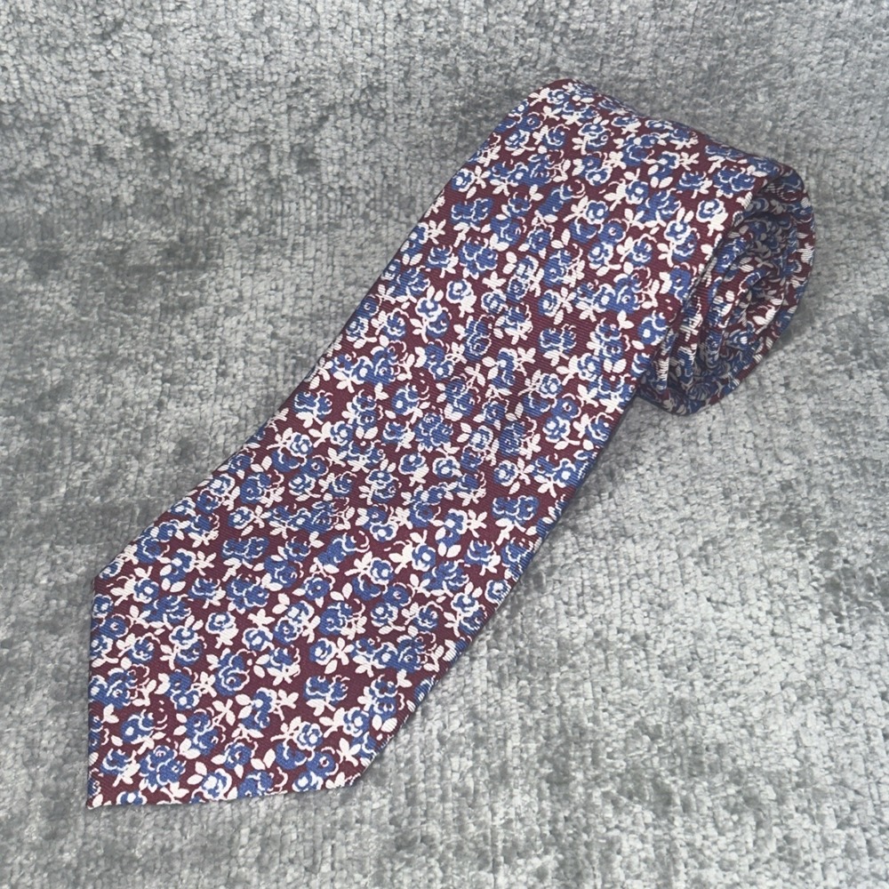 Boggi Milano Mens Floral Silk Tie Exclusive Print Made in Italy 153 cm / 60"